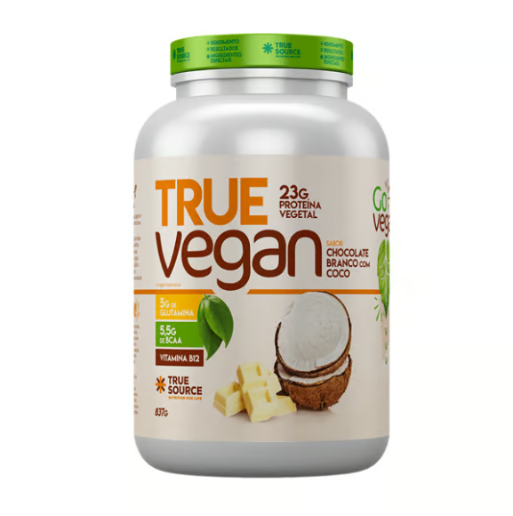 TRUE VEGAN TRUE SOURCE POTE 837G SABOR CHOCOLATE BRANCO COM COCO