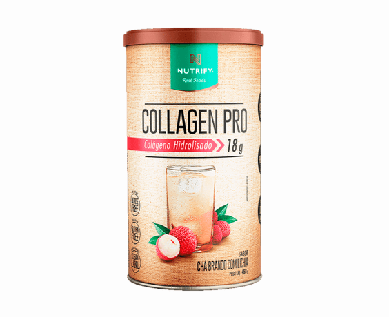 COLLAGEN PRO NUTRIFY POTE 450G SABOR CHA BRANCO COM LICHIA