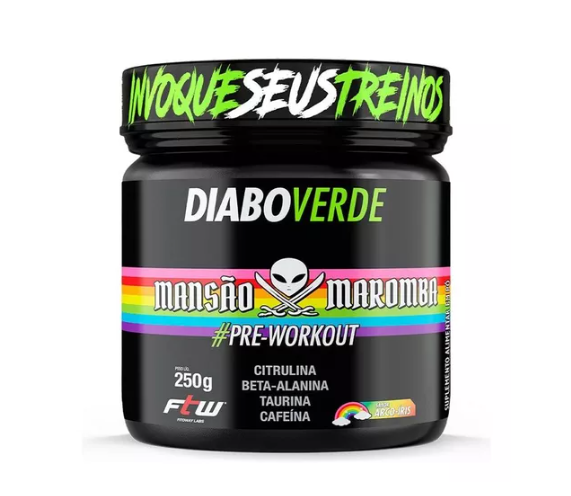 DIABO VERDE PRE-WORKOUT MANSÃO MAROMBA 250G SABOR ARCO ÍRIS