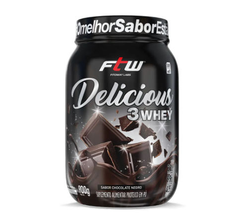 DELICIOUS 3WHEY FTW POTE 900G SABOR CHOCOLATE NEGRO