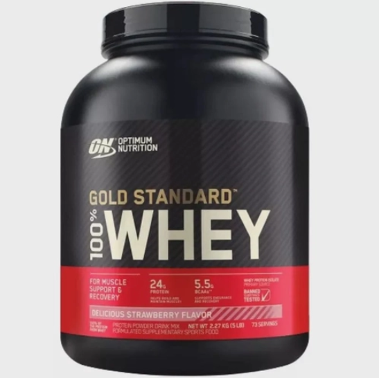 100% WHEY GOLD STANDARD OPTIMIM NUTRITION POTE 2,270KG SABOR MORANGO