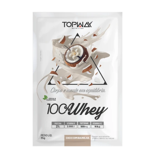DOSE 100% WHEY TOPWAY SACHE 35G SABOR COCO COM BAUNILHA