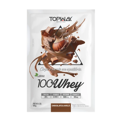 DOSE 100% WHEY TOPWAY SACHE 35G SABOR CHOCOLATE & AVELA