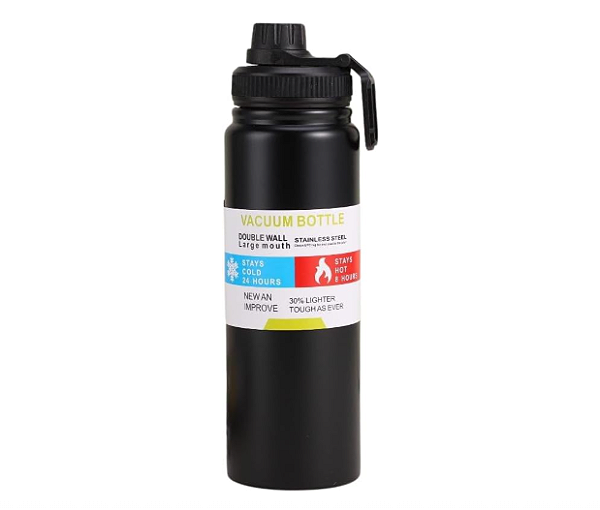 GARRAFA TERMICA INOX 800ML COR PRETO