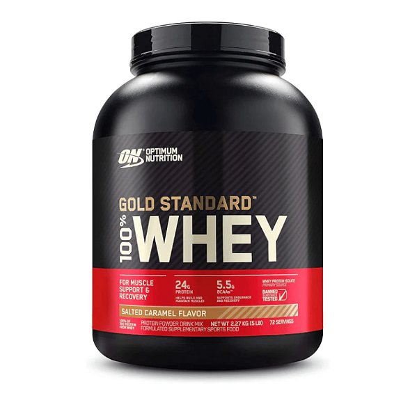 100% WHEY GOLD STANDARD OPTIMUM NUTRITION POTE 2,270G SABOR SALTED CARAMEL FLAVOR