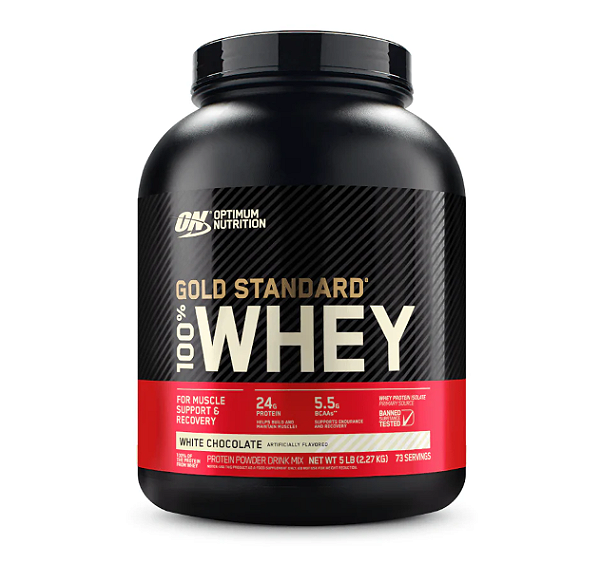 100% WHEY GOLD STANDARD OPTIMUM NUTRITION POTE 2,270KG SABOR WHITE CHOCOLATE