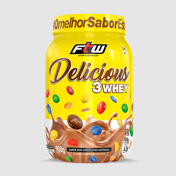 DELICIOUS 3WHEY FTW POTE 900G SABOR CHOCOLATE SORTIDOS
