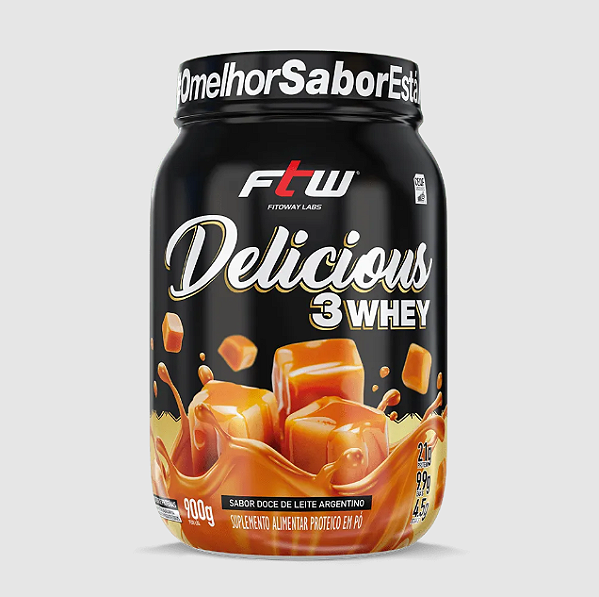 DELICIOUS 3WHEY FTW POTE 900G SABOR DOCE DE LEITE ARGENTINO