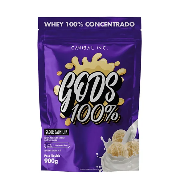GODS WHEY 100% CANIBAL REFIL 900G SABOR BAUNILHA