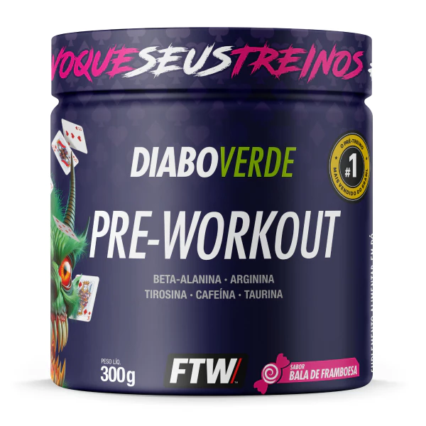 DIABO VERDE #PRE-WORKOUT 300G  SABOR BALA DE FRAMBOESA