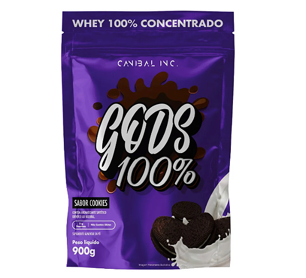 GODS WHEY 100% CANIBAL REFIL 900G SABOR COOKIES