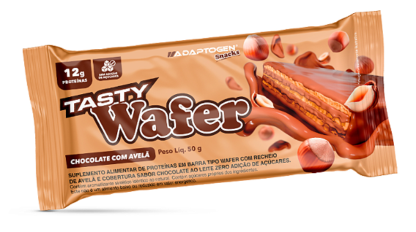 TASTY WHAFER ADAPTOGEN 50G SABOR CHOCOLATE COM AVELA