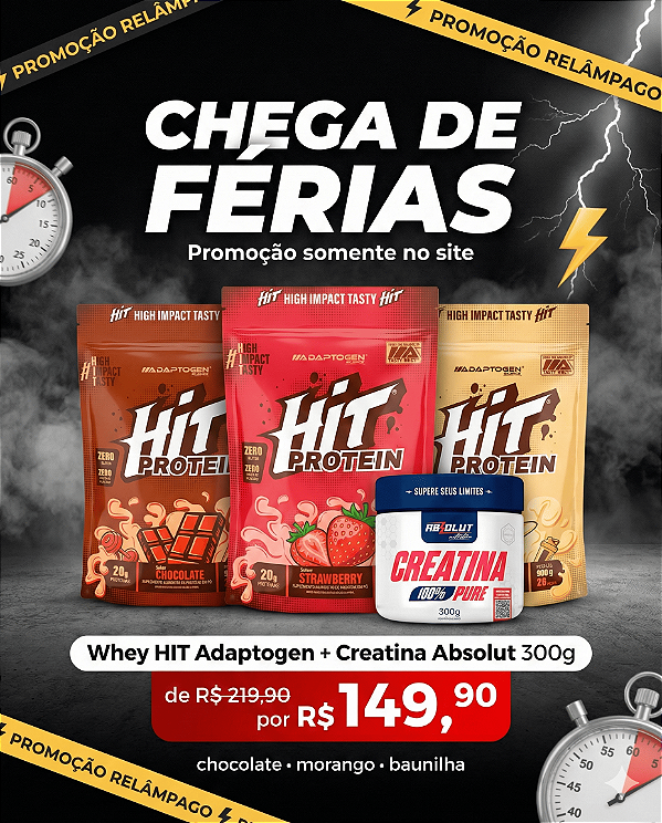 Whey HIT Adaptogen + Creatina Absolut 300g Promoção Chega de Férias