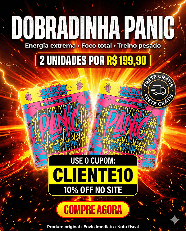 Panic Pré-Treino Adaptogen 300g – 2 Unidades | Dobradinha Extrema