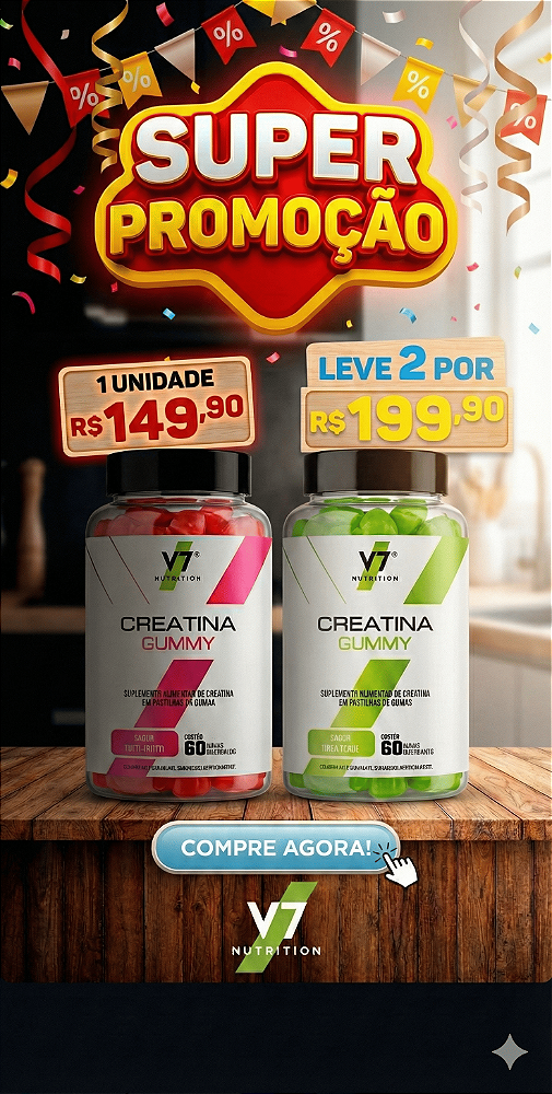Creatina Monohidratada em Gomas V7 Nutrition – 60 Gummies | 3g por Dose