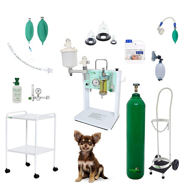 Kit de anestesia Hipnos (c/ ventilação manual) com cilindro de 15L - Completo