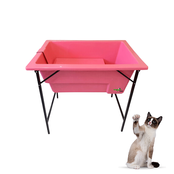 BANHEIRA PEQUENA COM DEGRAU E SUPORTE FIXO