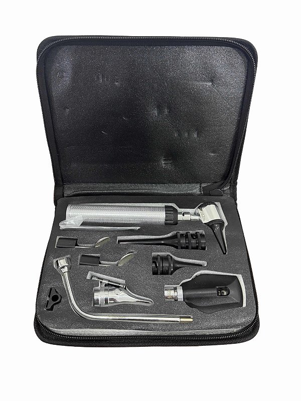 KIT OTOSCÓPIO, OFTALMOSCÓPIO E LARINGOSCÓPIO LED
