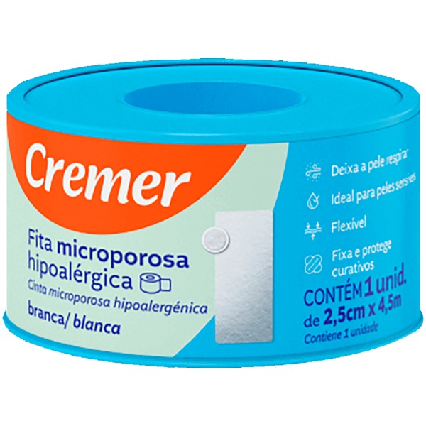 Fita Microporosa Branca 2,5cm x 4,5m - Cremer