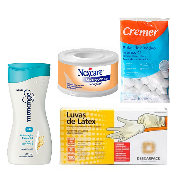 Kit Higiene Senior - Luvas, Micropore, Algodão