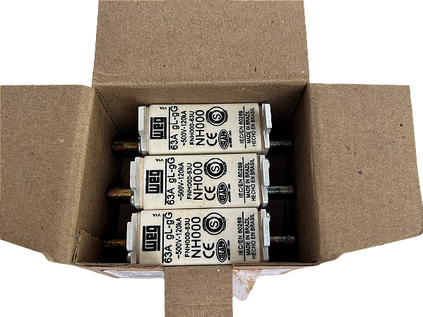 3 pçs Fusível NH gL/gG 63A FNH000-63U 10888698 Weg