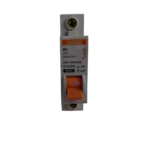 3 pçs Disjuntor monopolar 4A curva C M3-1C04 Metaltex