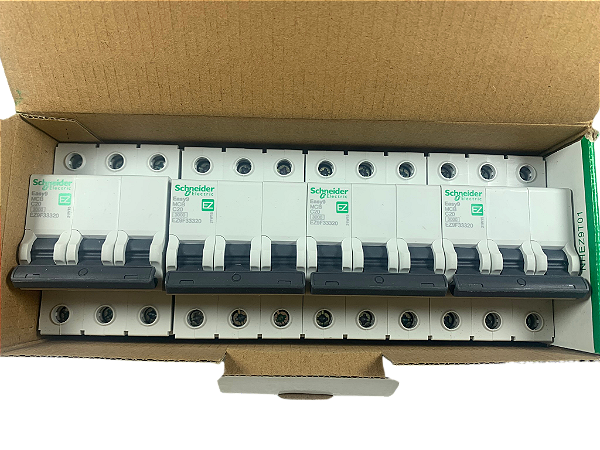 4 pçs Disjuntor tripolar 20A 3kA curva C Easy 9 EZ9F33320 Schneider