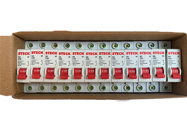 12 pçs Disjuntor monopolar 25A curva C 3kA SDD61C25 Steck