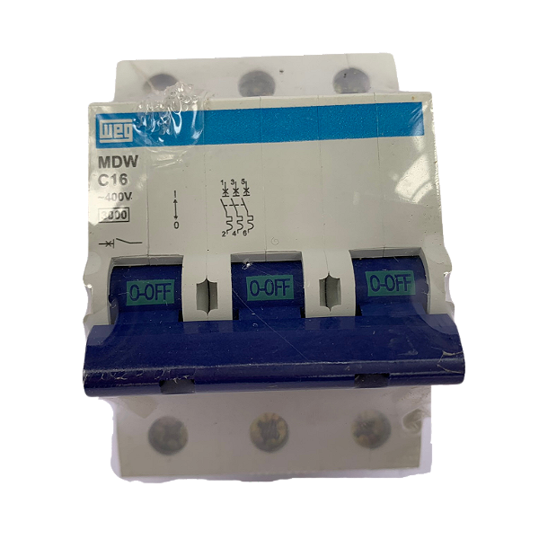 Minidisjuntor tripolar 16A MDWC16-3 16A 3P 10076417 Weg