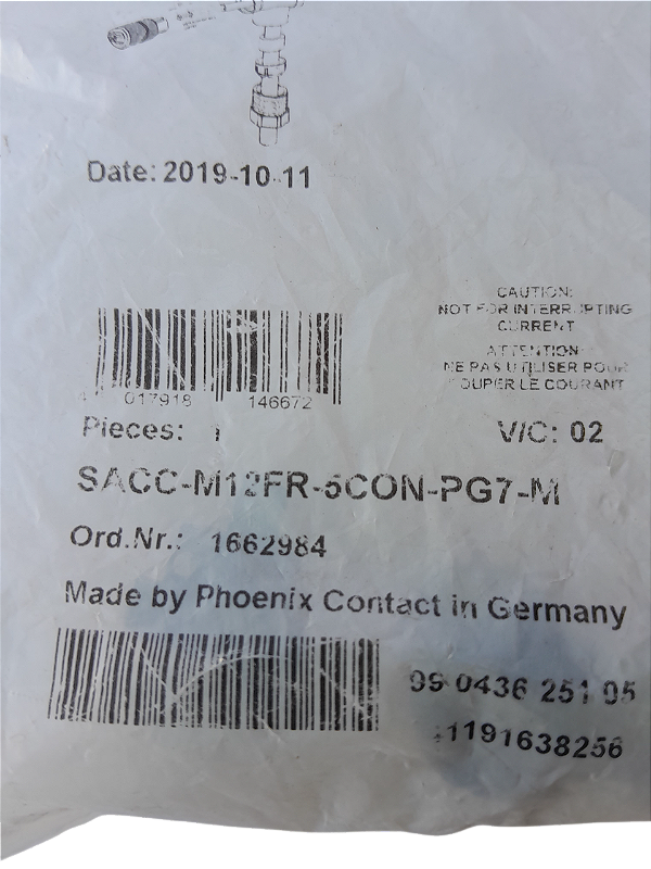 2 pçs Conector Universal 5 polos Soquete angular M12 cabos Pg7 SACC-M12FR-5CON-PG 7-M 1662984 Phoenix Contact