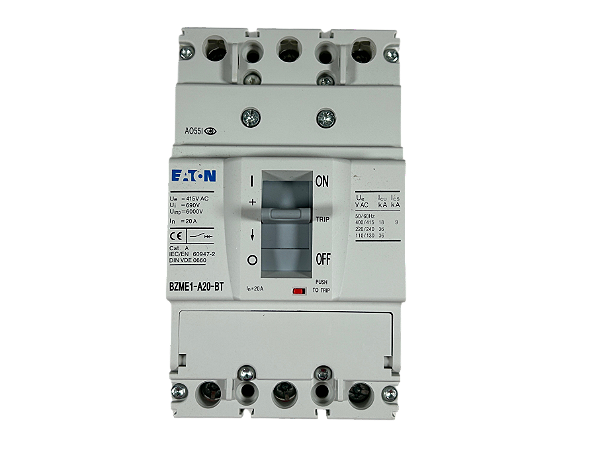 Disjuntor tripolar 20A caixa moldada 18kA BZME1-A20-BT-AP 111557 Eaton