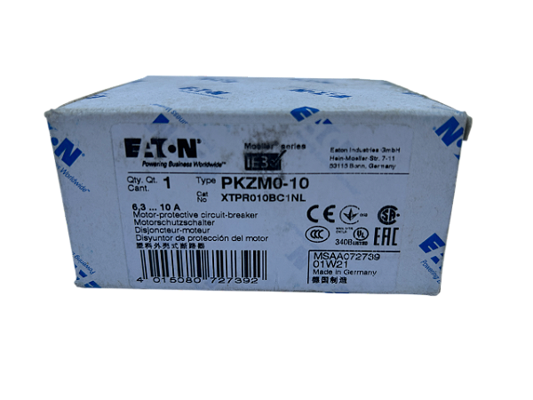 Disjuntor motor 6,3-10A PKZM0-10 XTPR010BC1NL Eaton
