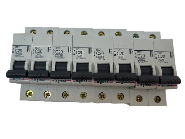 Conj. 8pçs -Disjuntor monopolar 20A curva C 3kA RX3 419296