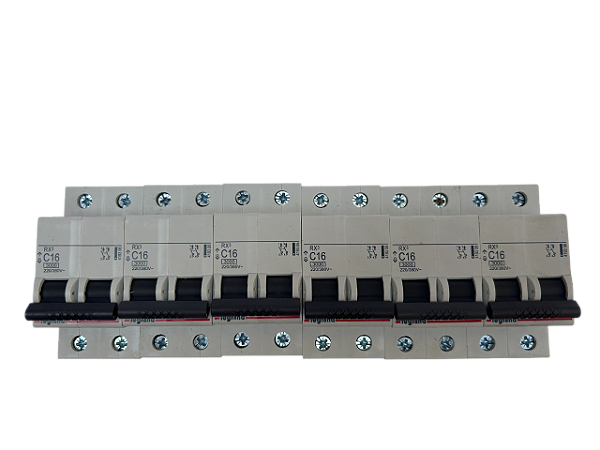 Conj. 6pçs - Disjuntor bipolar 16A curva C 3kA RX3 419306