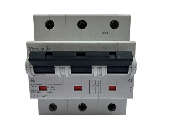 Disjuntor tripolar 25A curva C 25kA AZ-3-C25 Moeller