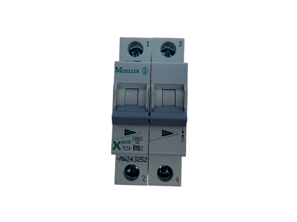 Disjuntor bipolar 16A curva B 4,5kA PLS4-B16/2-MW 243252 Eaton