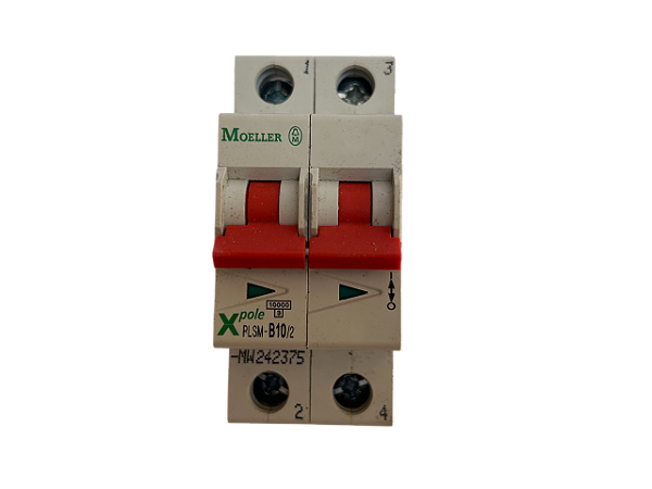Disjuntor bipolar 10A curva B 10kA PLSM-B10/2-MW 242375 Moeller