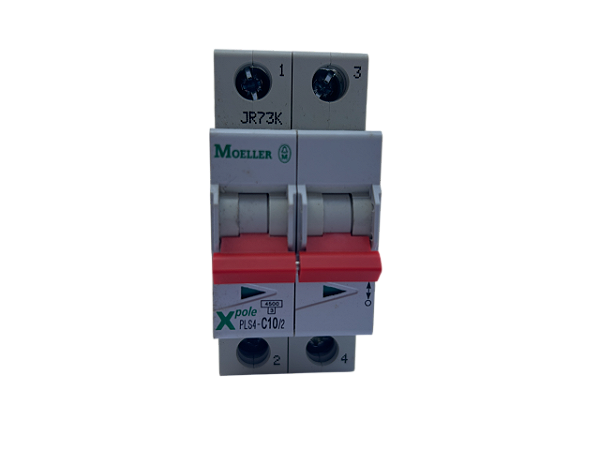 Disjuntor bipolar 10A curva B 4,5kA PLS4-B10/2-LA 115536 Moeller
