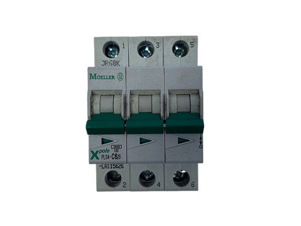Disjuntor tripolar 6A curva C 4,5kA PLS4-C6/3-LA 115626 Moeller
