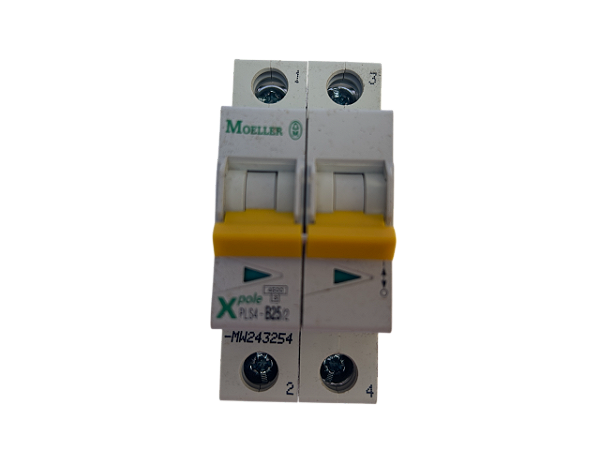 Disjuntor bipolar 25A curva B 4,5kA PLS4-B25/2-MW 243254 Moeller