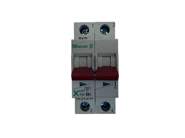 Disjuntor bipolar 4A curva B 4,5kA PLS4-B4/2-MW 243244 Moeller