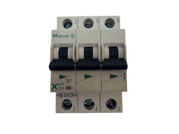 Disjuntor tripolar 40A curva B 4,5kA PLS4-B40/3-MW 243304 Moeller