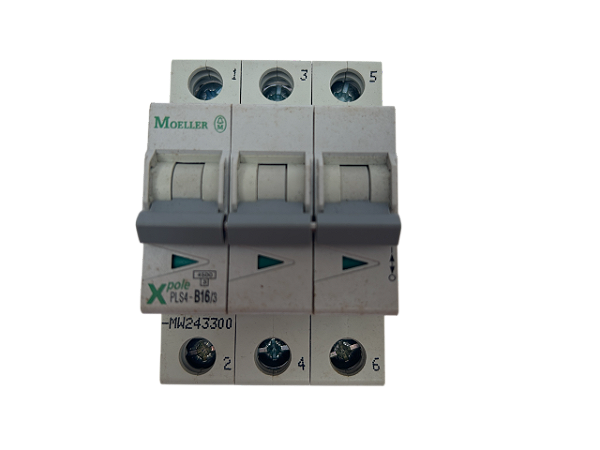 Disjuntor tripolar 16A curva B 4,5kA PLS4-B16/3-MW 243300 Moeller
