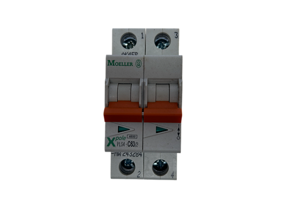 Disjuntor bipolar 63A curva C 4,5kA PLS4-C63/2-MW 243284 Moeller