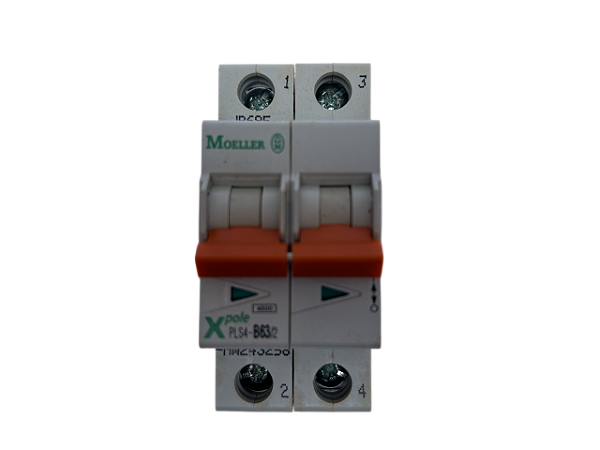 Disjuntor bipolar 63A curva B 4,5kA PLS4-B63/2-MW 243258 Moeller