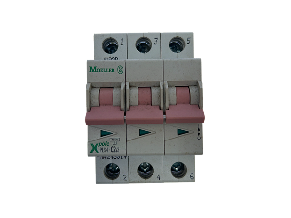 Disjuntor tripolar 2A curva C 4,5kA PLS4-C2/3-MW 243314 Moeller