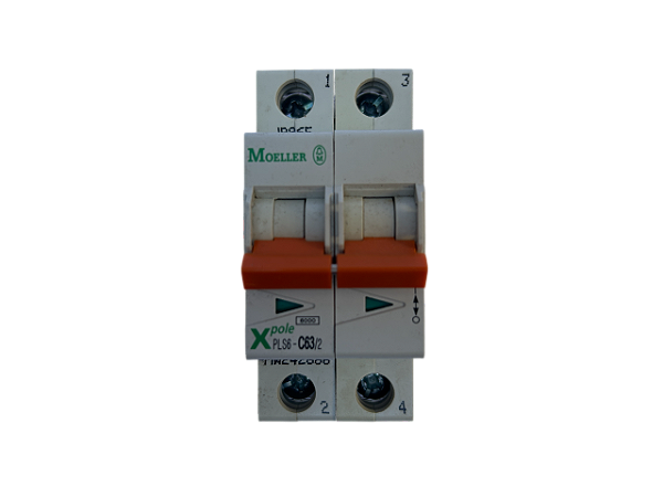 Disjuntor bipolar 63A curva C 6kA PLS6-C63/2-MW 242886 Moeller