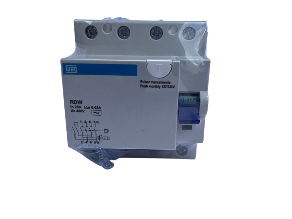 Interruptor Diferencial Residual(DR) 4P 25A 30mA RDW-30-25-4-D17 Weg