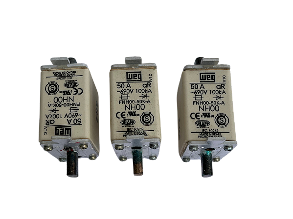 3 pçs Fusível NH aR 50A FNH00-50K-A 10701718 Weg