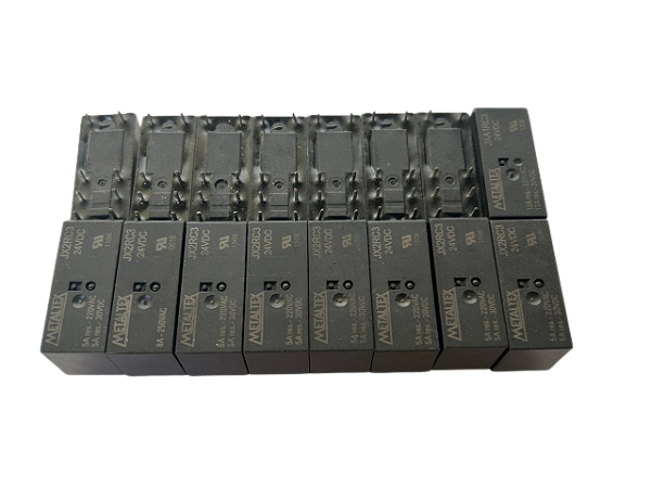 16 pçs Relé Miniatura Potência 24VCC 2 contatos rev. 8A JX2RC3 Metaltex